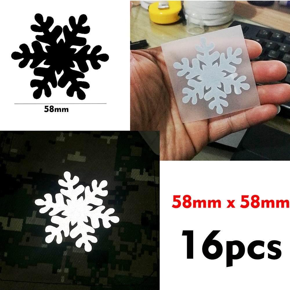 Zilver Reflecterende Iron Op Stickers Warmteoverdracht Vinyl Sheet Voor Kleding Diy Sneeuwvlok 16Pcs