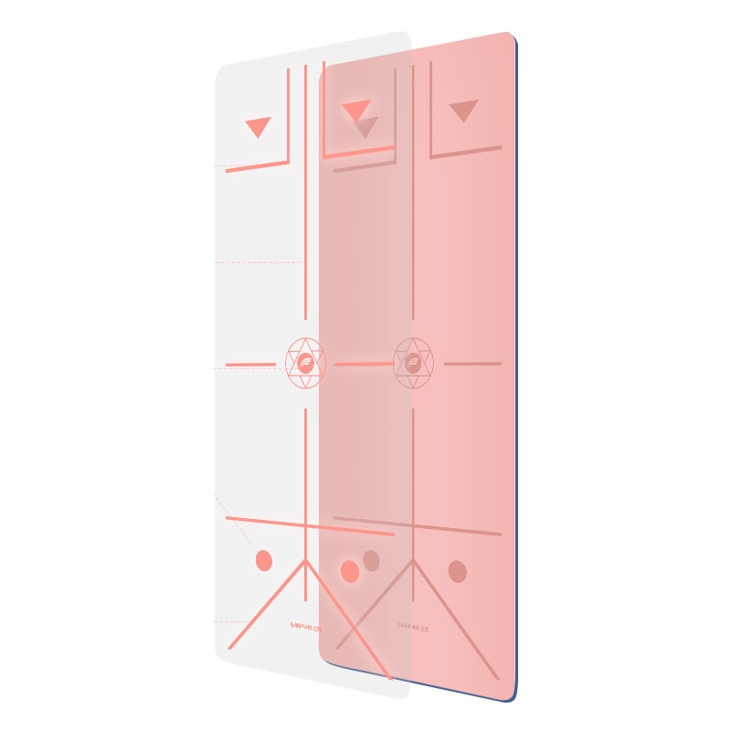 Tweekleurige yogamat 183*66*0.8cm gym pilates antislip fitnessmat positielijn tpe yoga beginner milieugymnastiekmatten