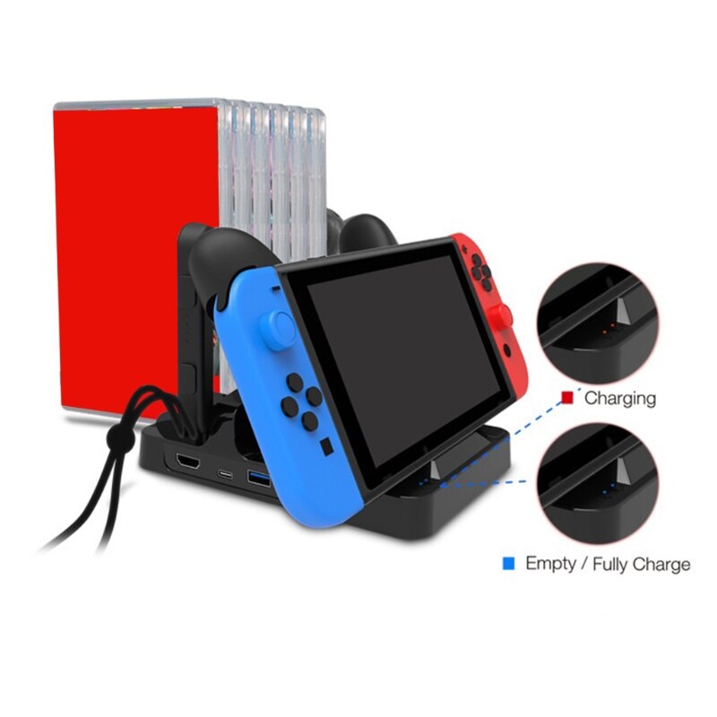 H052 Charging Dock Cradle Charging Station Compatible with Switch Wireless Controller Charger with Game Card Slots