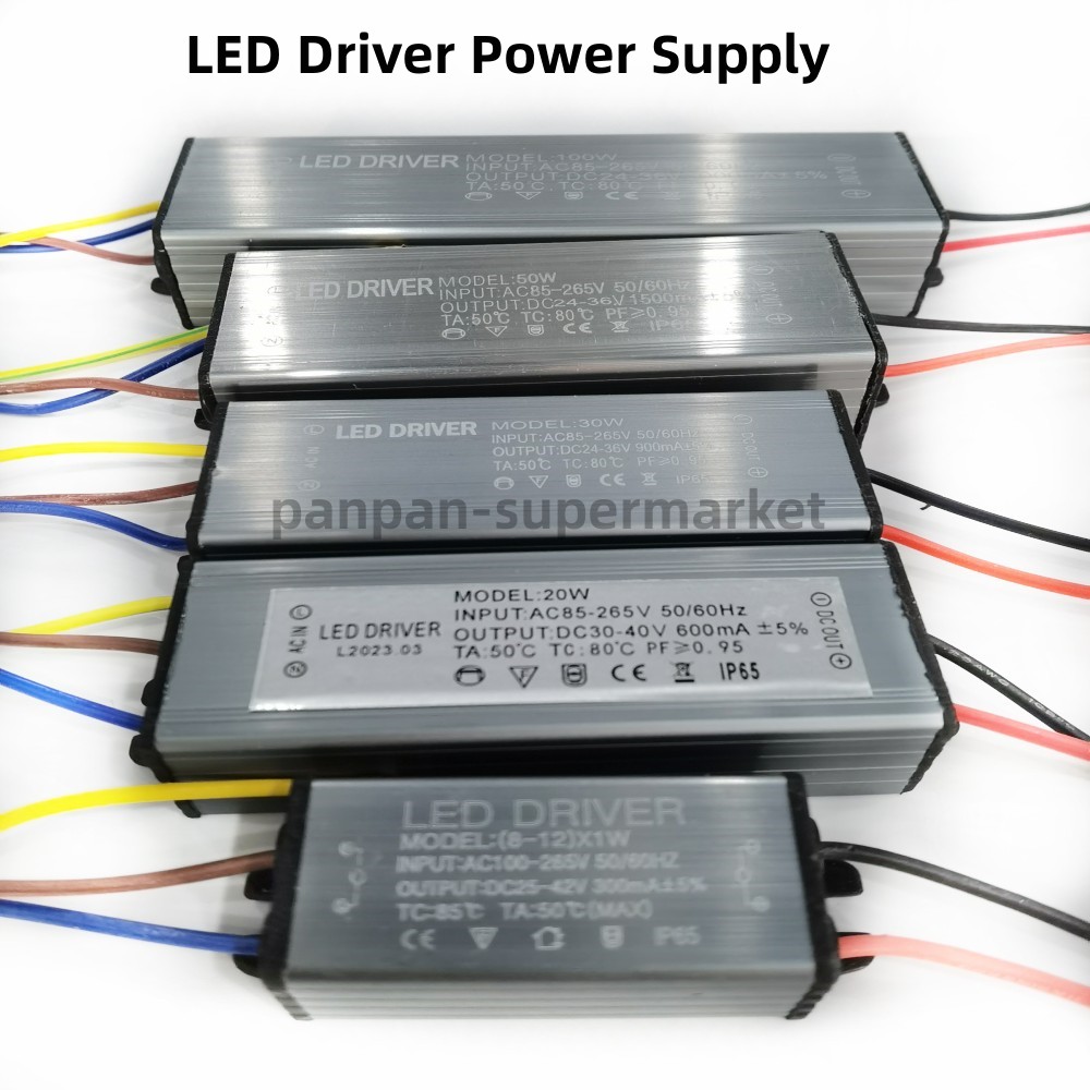 Led-driver 100w 50w 30w 20w 10w dc 25v 36v 1500ma 3000ma lystransformer  ac85-265v vandtæt strømforsyning projektør  ip65