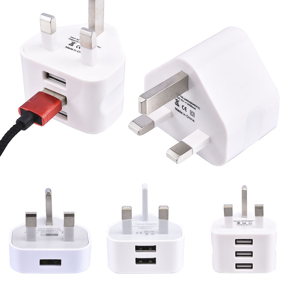 3 Pin UK Plug 3 AMP USB Adapter Wall Charger Home Charging for Phones Universal Phone Adapter Socket