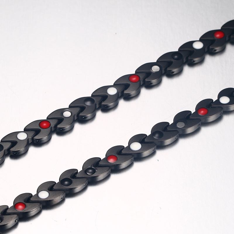 Colliers de thérapie pour hommes, 4 en 1, en acier inoxydable noir, Ion énergétique, ras du cou, collier de guérison, bijoux unisexes