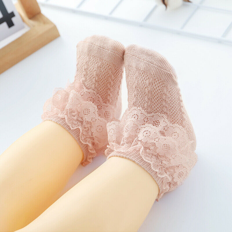 1 par barn bebis flicka spets kråsstrumpor spädbarn småbarn barn mjuka bomullsstrumpor söta barn flicka andas volanger strumpor 0-5y