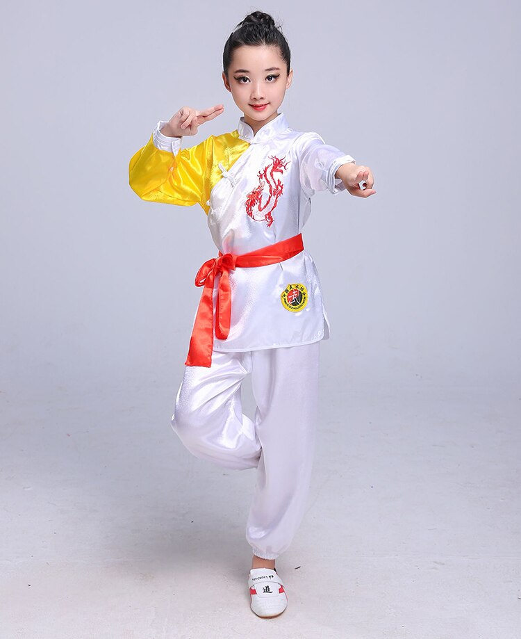 Lasten kiinalaiset perinteiset wushu-vaatteet lapsille kamppailulajien univormu kung fu -puku tytöille pojille lavaesitys pukusetti
