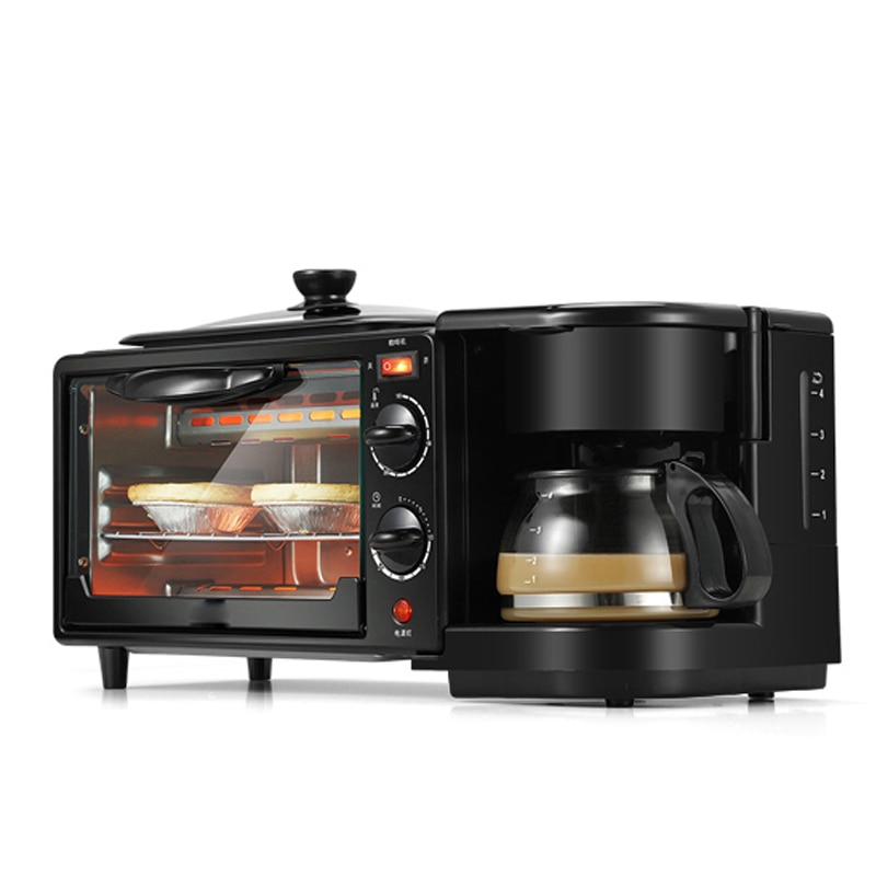 3 In 1 Electric Breakfast Machine 220V Toaster Oven Home Coffee Maker Pizza Egg Tart Oven Frying Pan Bread Maker