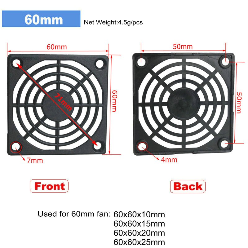 10 stuks Veel Gdstime Computer Mesh 40mm 50mm 60mm 70mm 80mm 90mm 120mm PC Fan Dust Filter 4cm 5cm 6cm 7cm 8cm 9cm 12cm: 60mm