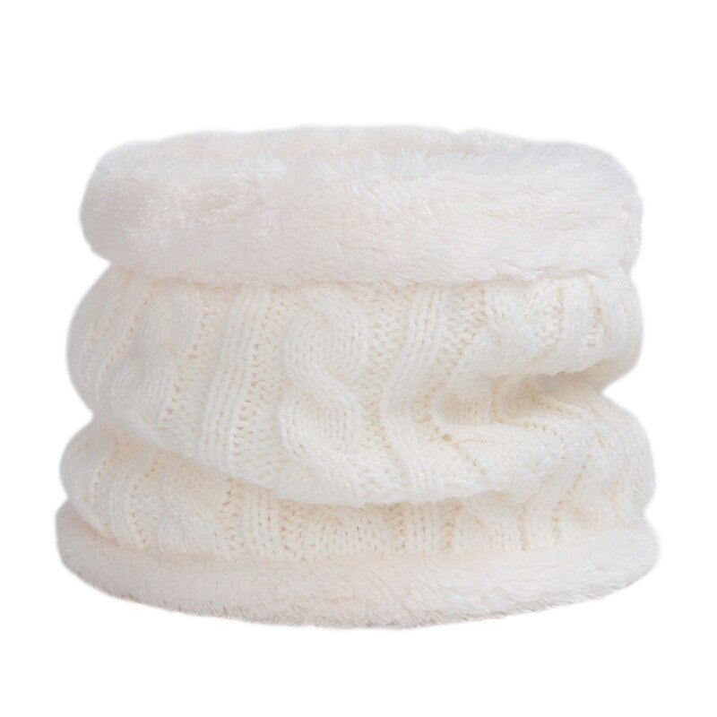 Cirkel vinter tørklæde børn søde strikkede tørklæder børn hæklet tyk plus fløjl ring tørklæde blød varm halsudskæring baby bomuld: Hvid