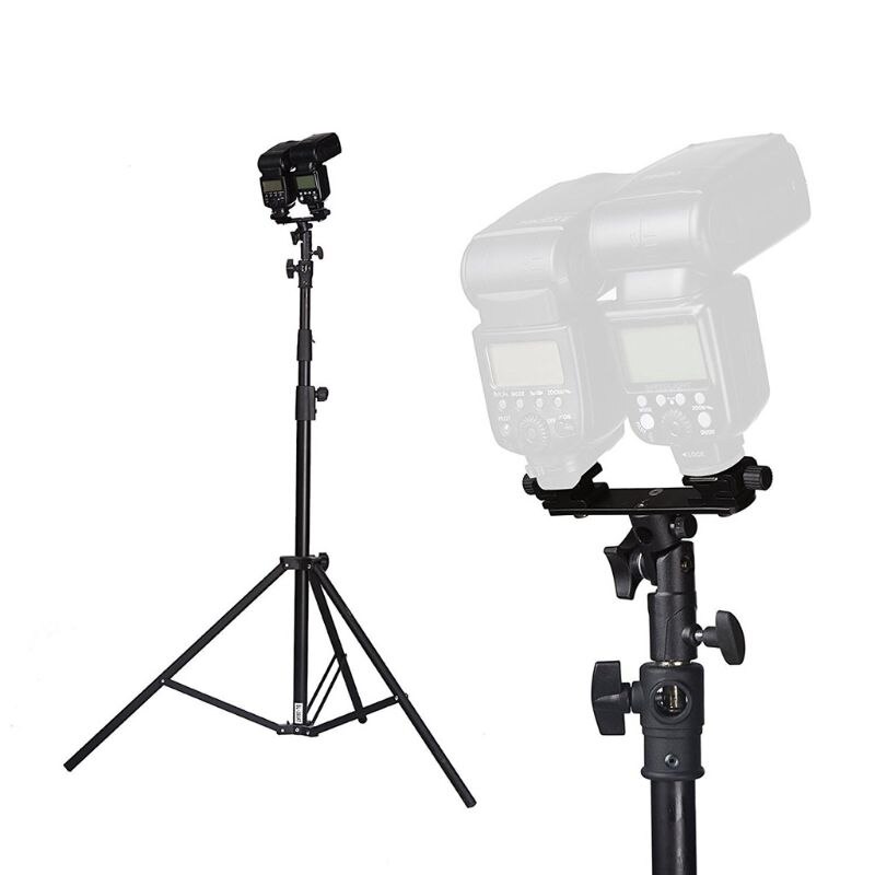 Duplo sapato quente flash guarda-chuva titular suporte de luz speedlight suporte de montagem para fotografia de vídeo foto dslr câmera