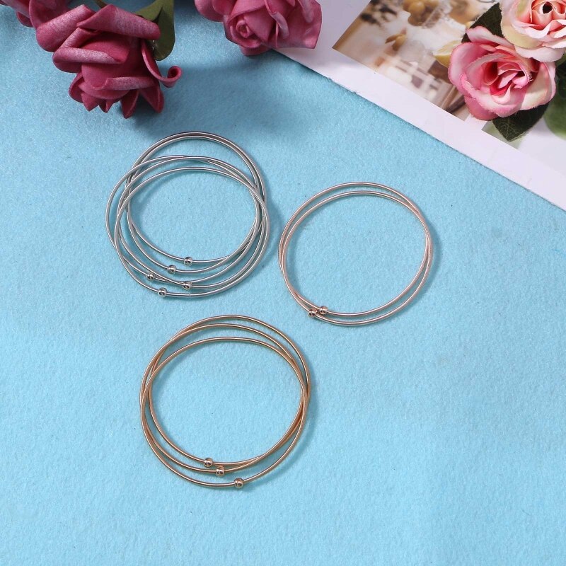 10 Pieces/set Rose Gold Guitar Spring Bracelets Stack Carbon Steel Coil String Bangle Wirstband Stackable Jewelry