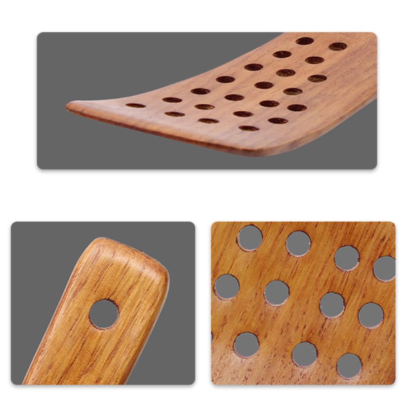 24 Hole Handcrafted Cooking Curved Spatula Wooden Spatula Non-stick Super Strong