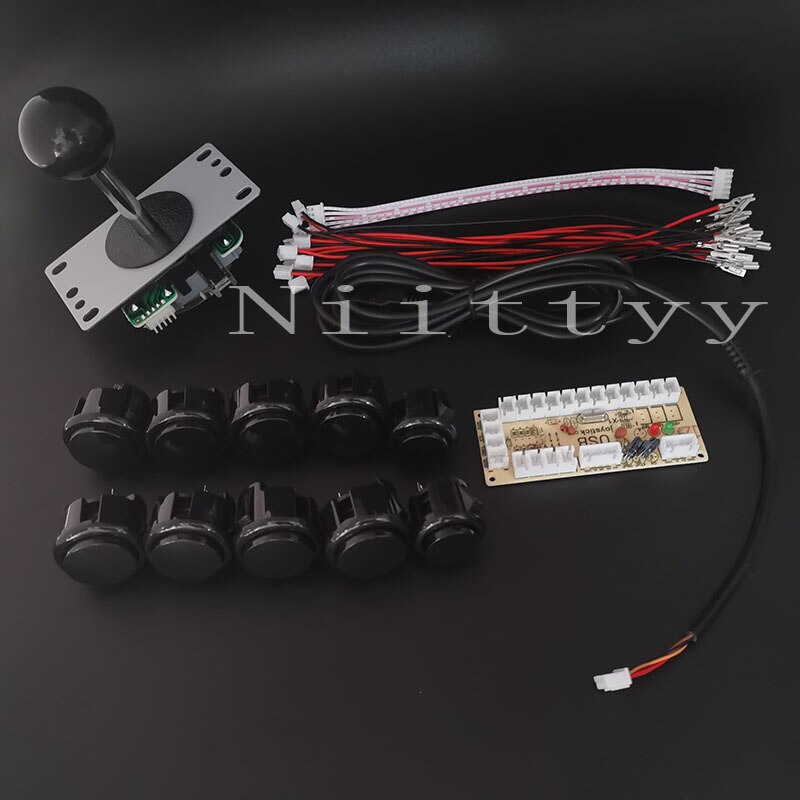 Arcade Kast Joystick Diy Kit Nul Vertraging Usb Encoder Om Pc PS3 Sanwa Joystick Arcade Push Knoppen Game Console: Black