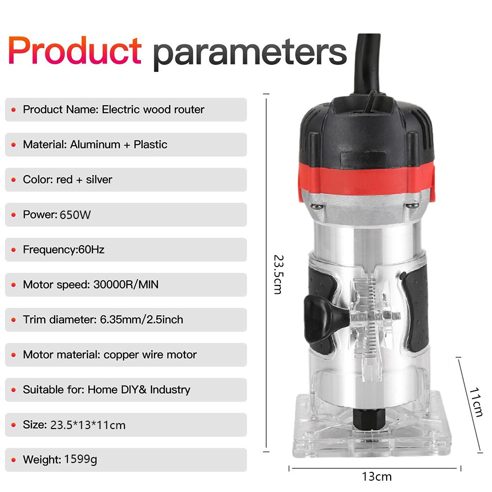 EU UK US Plug 800W Woodworking Electric Trimmer Wood Milling Engraving Slotting Trimming Machines Carving Machine Router Wood