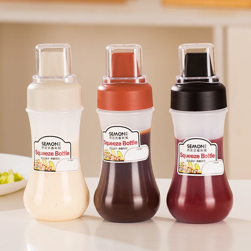 Plastic Condiment Squeeze Bottles For Ketchup Mustard Mayo Sauces Olive Oil Bottles Kitchen Gadget