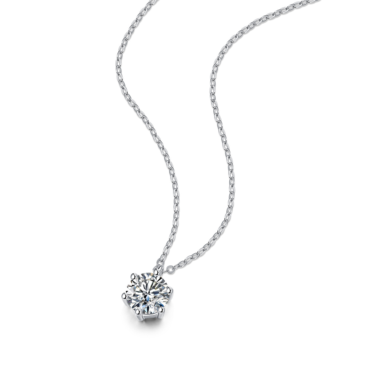 1 ct moissanit-anhänger 925 sterlingsilber mit schlüsselbeinkette – schlichter, runder schliff #39 feines schmuckstück, ideal für damen, zum geburtstag