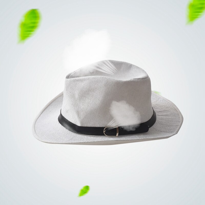 Summer Men Hat Straw Hat Cowboy Hat WESTERN COWBOY Cavalry Hatband White