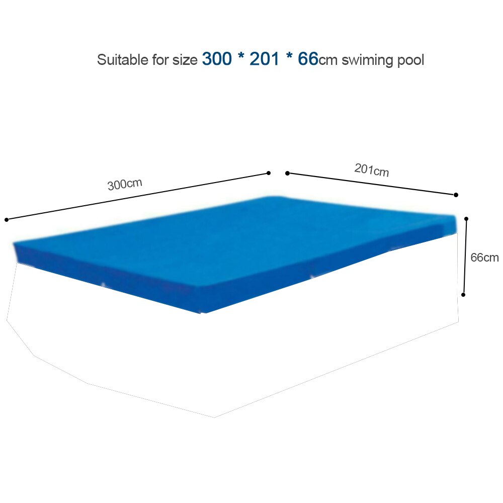 Swimmingpooldæksel rundt rektangel vandtæt støvdækselmåtte swimmingpool tilbehør til 457/244/366/305/183cm svømmepøl: 300 x 201 x 66cm