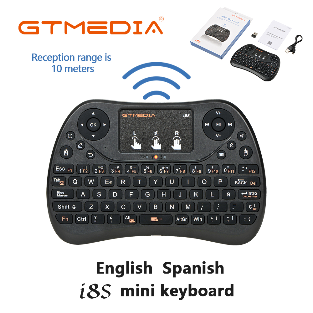 2.4G Mini Wireless Keyboard Spanish English Air Mouse with Touchpad Remote Control for Android TV Box Laptop Remote Game