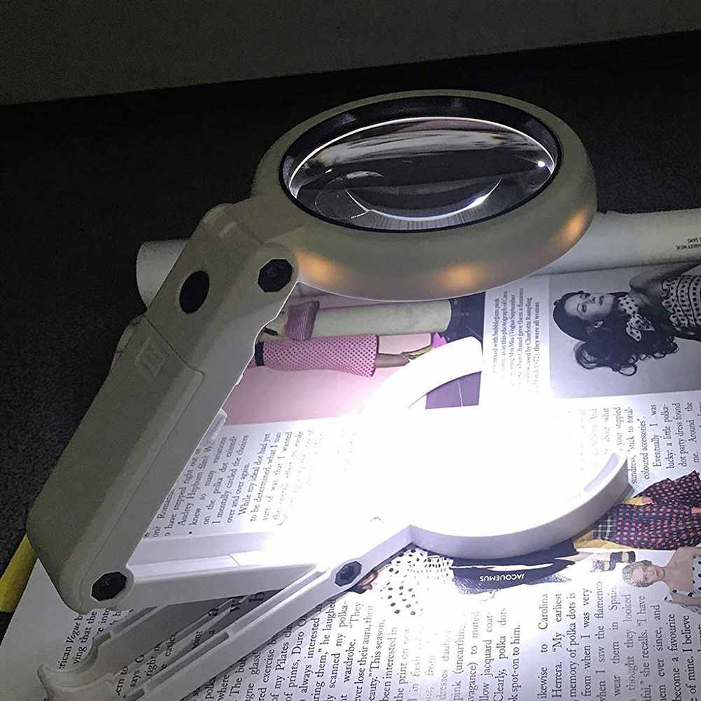 Hd Optical Illuminated Magnifying Glass-(5X + 11X) Magnification Lens,8 Led Lighted Usb Charge Magnifier Glass With Desktop An