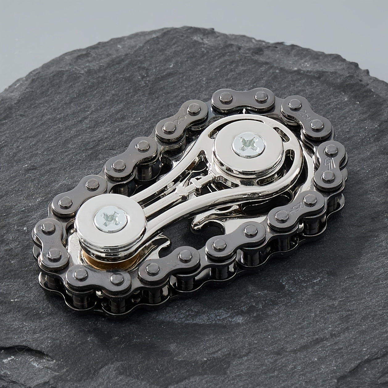 Piñones volante dedo Gyro Fidget Spinner antiestrés ansiedad cadenas de bicicleta de Metal EDC Spinner Fidget juguetes para adultos: Negro
