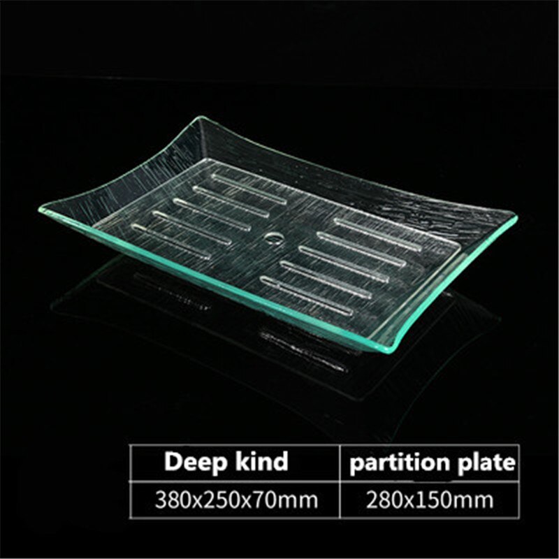 Plato acrílico rectangular transparente sashimi, bandeja de hielo crudo para pescado, plato japonés coreano para sushi, mariscos, buffet, plato para servir mantequilla