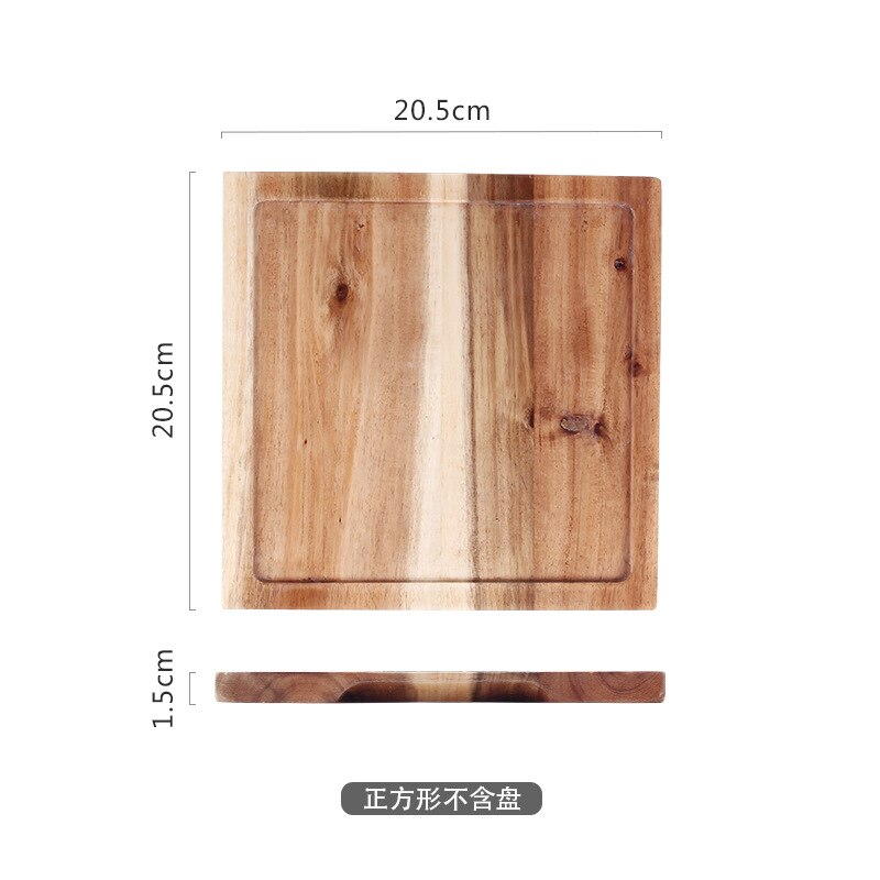 Black Western Food Tray Square Japanese Style Wooden Pallet Steak Sushi Western Food Tray Solid Wood Tray Pizza Hotel Tray: Square