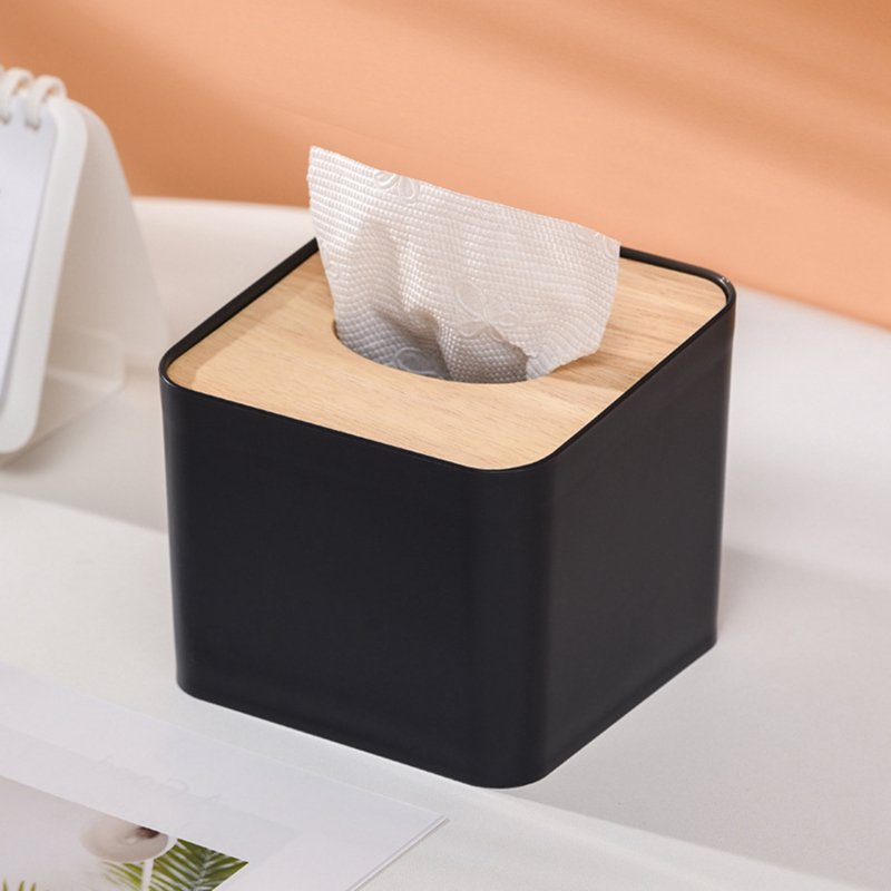 Modern Wood Napkin Holder Square Shape Wooden Plastic Tissue Box Case Home Kitchen Paper Holdler Storage Box Accessories