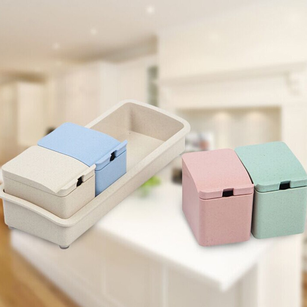 Estante de condimentos macetas de especias caja de almacenamiento contenedor de condimento tarro de cocina herramienta Apr16