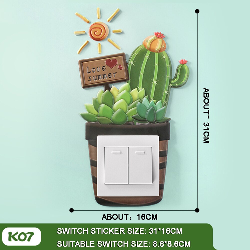 3D cartoon style switch sticker Home Decor Kids Room Decoration Stickers With Fairy Tale Animal Style Luminous Wall Sticker: K07