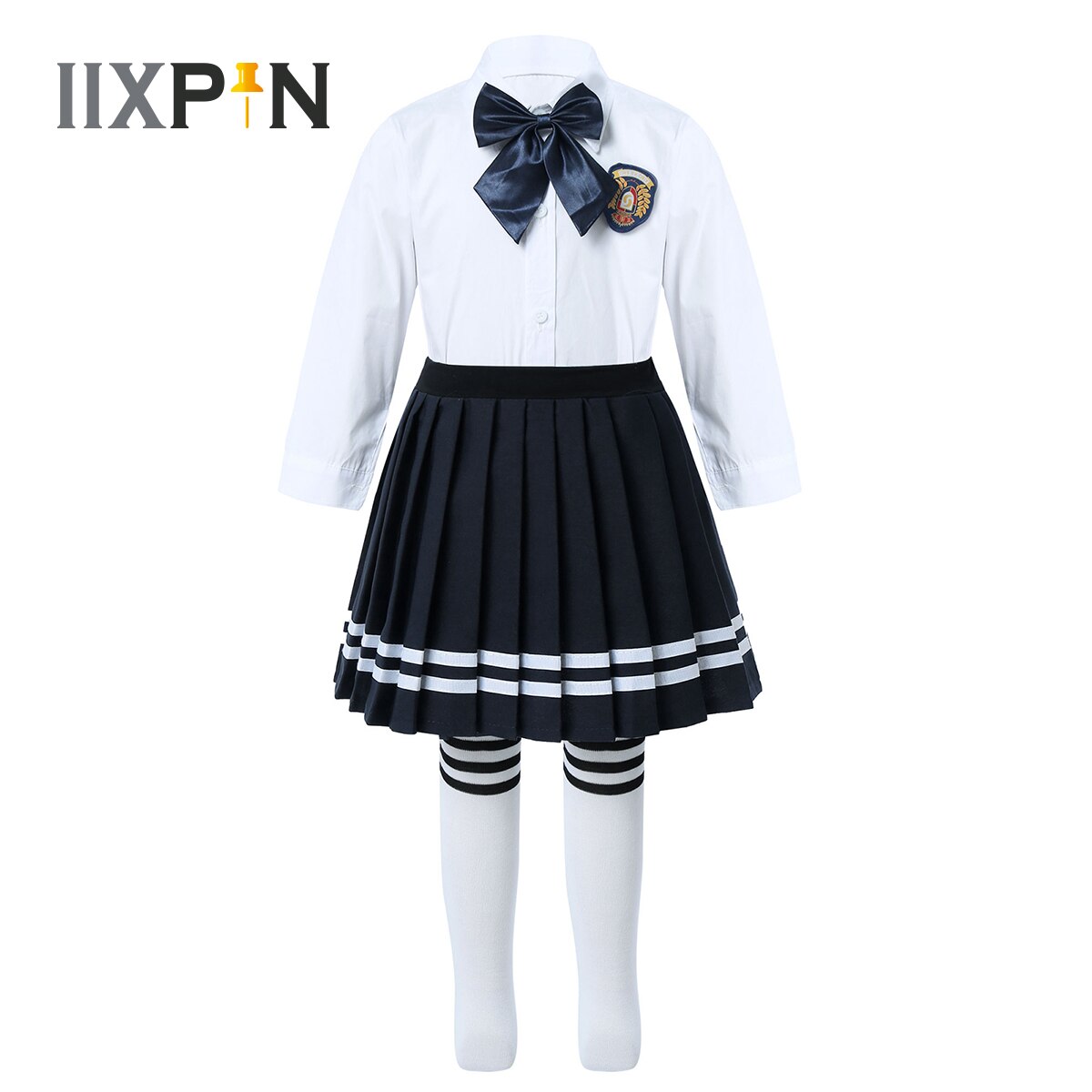 Blue School Students Chorus Performance Costume Children's Clothes British Style School Uniform Long Sleeve Kid Girl Shirt+Skir