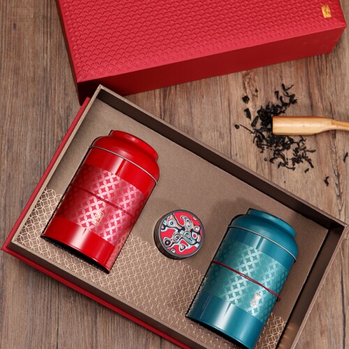 Tea Bag Storage Box Caddy Set Ceramic Smell Proof Leaves Container Japanese Tea Voorraadbussen Keuken Storage Supplies AB50CY: Iron D