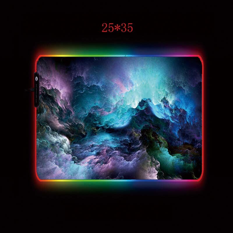 Mairuige farverige skyer rgb gaming musemåtte stor computer musemåtte baggrundsbelysning musemåtte 90 x 40/25 x 30cm tæppe tastatur bordmåtte: 25 x 35cm / Tykkelse 4mm