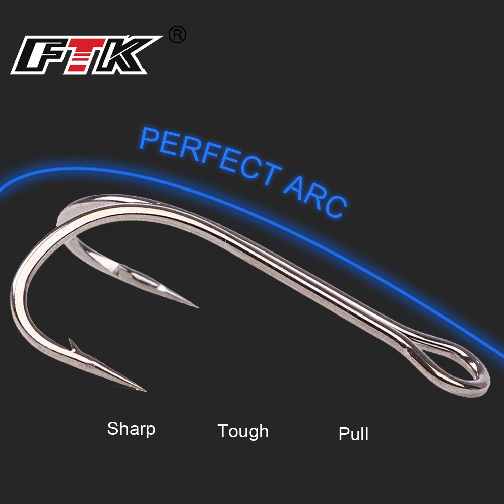 FTK 10-20pcs Double Hook Frog Lure Fishing High Carbon Steel Hook 3/0-6# Fly Tying Worm Silicone Bait Double Fishing Hook