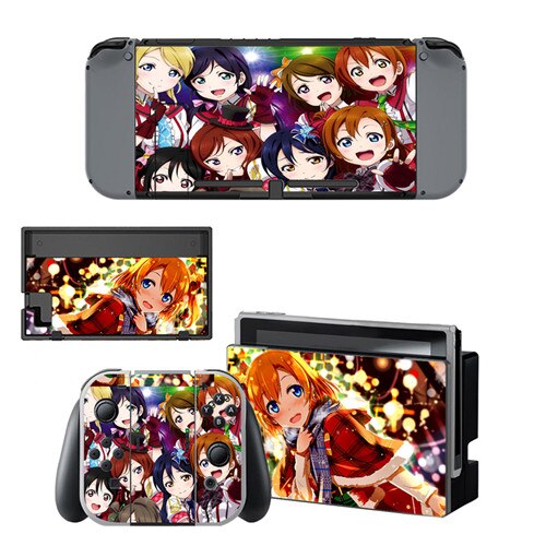 Anime Cute Girl Lovelive Decal Vinyl Skin Sticker for Nintendo Switch NS Console+Controller+Stand Holder Protective Film: YSNS0538