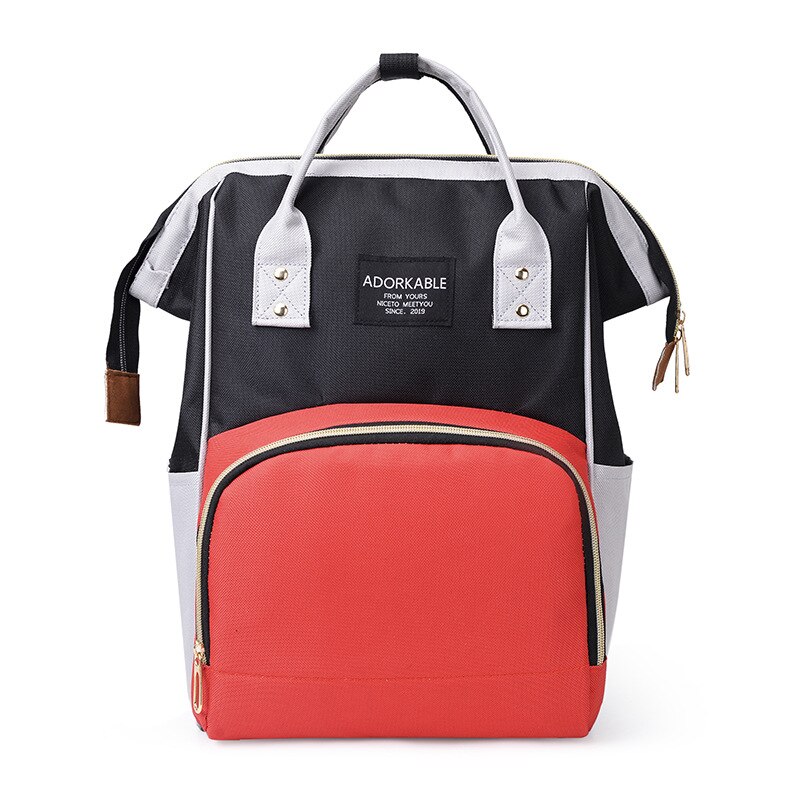 Rugzak Mode Koreaanse Stijl Luiertas Multifunctionele Grote Capaciteit Tas Mother 'S Bag Zuigfles: Black and Gray Red