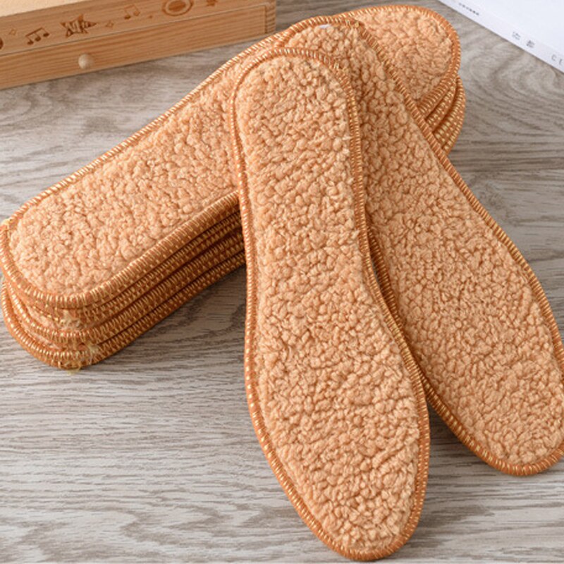 Herbst Winter Warme Wolle Einlagen Dicke Sohle unisex Plüsch Erhitzt Schuh Pad Atmungs Einfarbig Einlegesohlen 1 Paar