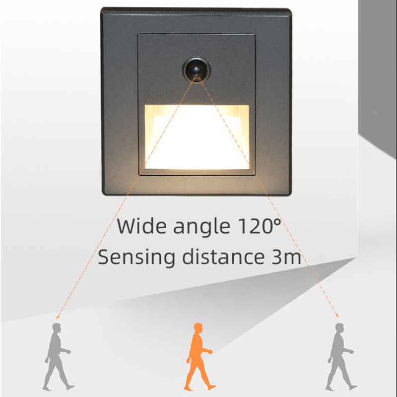 Luces de escalera con Sensor de movimiento infrarrojo, lámpara de pared para escaleras interiores y exteriores, luz LED empotrada de 3W para decoración de escaleras y dormitorios