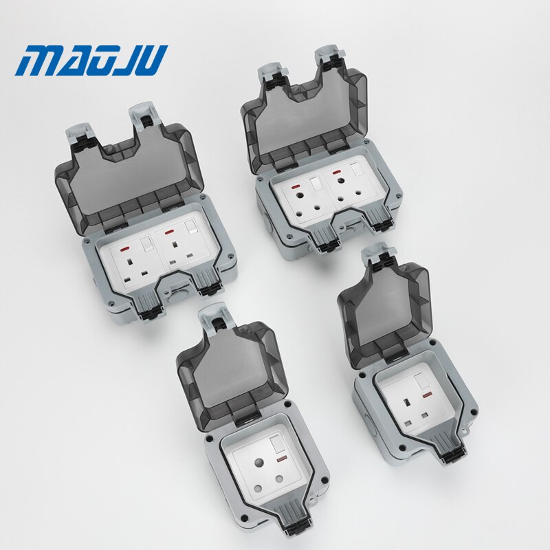 Russia French EU UK British Germany European Single 1Gang Waterproof Socket Switch Enclosure Box Outdoor Outlet Weatherproof 13A