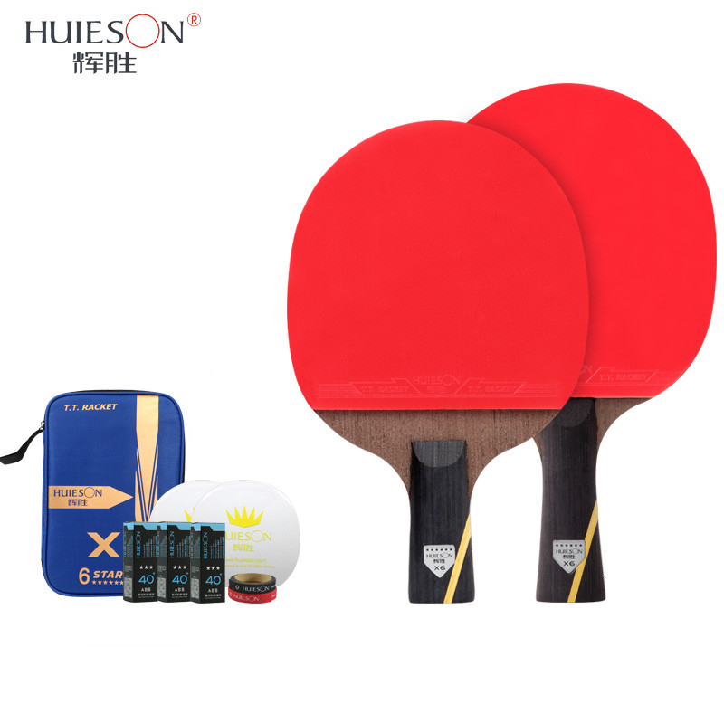 Huieson-Conjunto de raqueta de tenis de 6 estrellas, nueva raqueta de Ping Pong de fibra de carbono con cubierta, Accesorios de Tenis de Mesa, pelotas: 1FL1CS with Accessoy