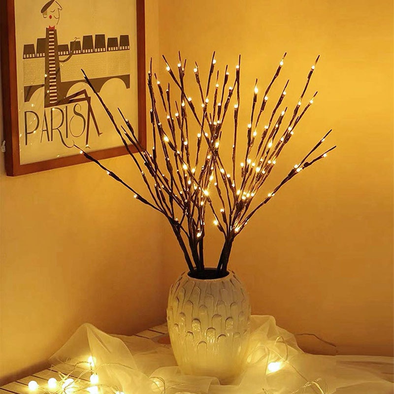 Gren lys 20 led kvist træ lys fleksibel pil oplyst gren til indendørs butiksvinduer vase bord stue 75cm lang