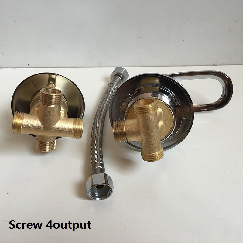 MTTUZK badrandcombinaties 2/3/4/5 Manieren water outlet messing douche tap schroef of intubatie split douchecabine douche mengkranen: set E 4 output