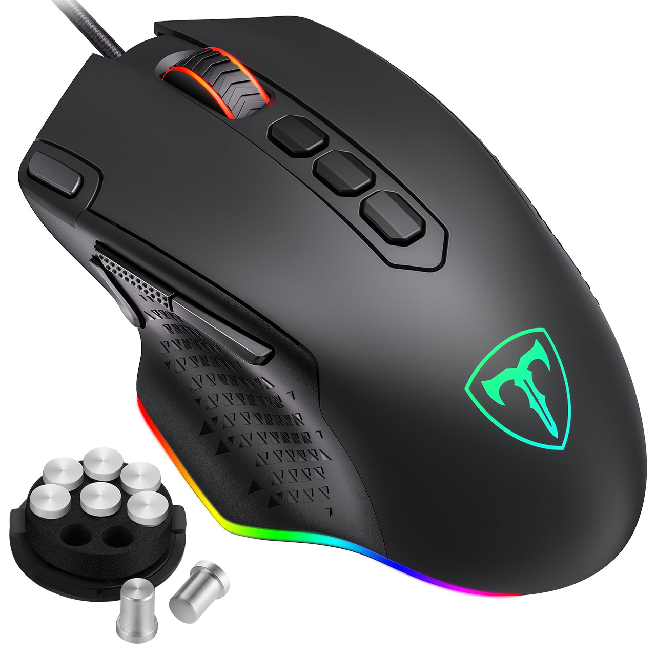 PICTEK 12000DPI Wired Gaming Mouse Gamer Ergonomic Mouse USB With RGB Backlit 10 Buttons For Windows Computer Mice: Default Title