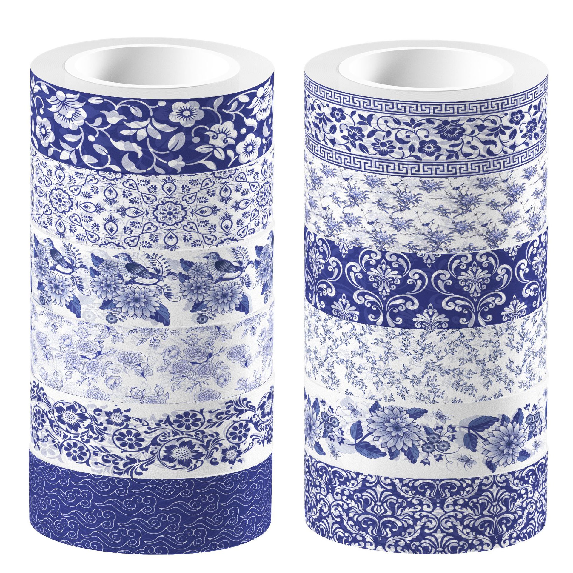 Porcelana azul y blanca de estilo chino, rollo transparente, cinta Washi autoadhesiva, Material para manual de bricolaje