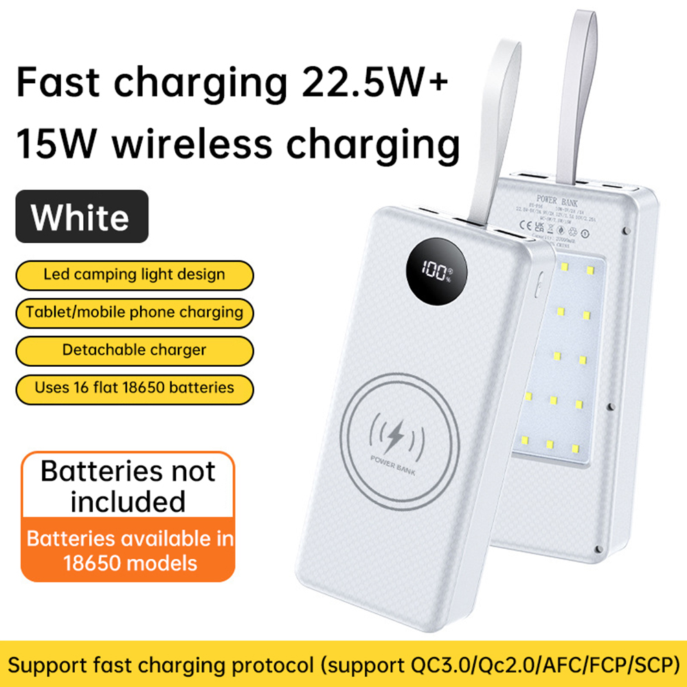 16 Cells 18650 Power Bank Case DIY Kits 22.5W Fast Charging Lithium Battery Charging Case DIY Lithium Battery power Bank Box: Orange