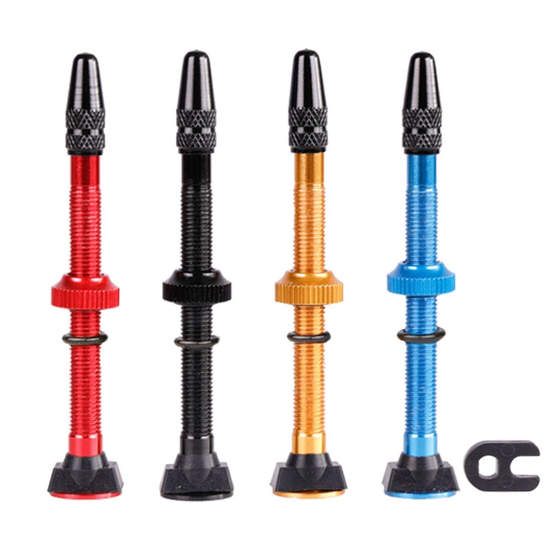 Deemount 2PCS Bicycle Tubeless Tire Presta Valve 78mm Alloy Stem Brass Core For Mountain Road Bikes W/ Alloy Cap &amp; Tool