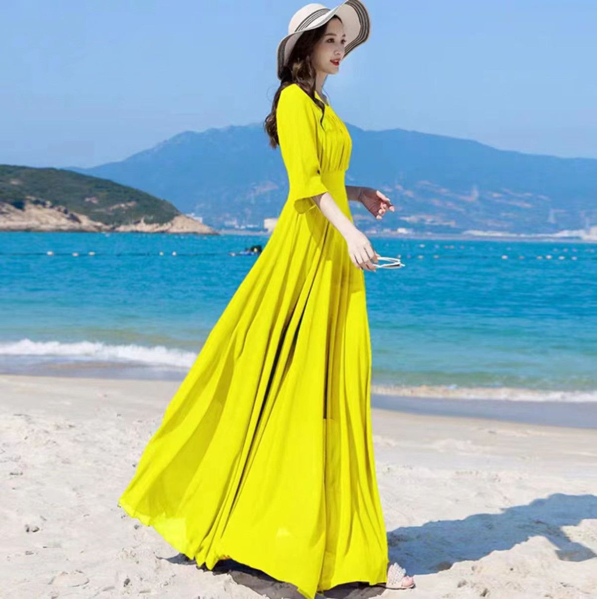princess polly baby blue dress Feiliandajj Women Beach Dresses Ladies Boho Floral Long Maxi Dress main image 1
