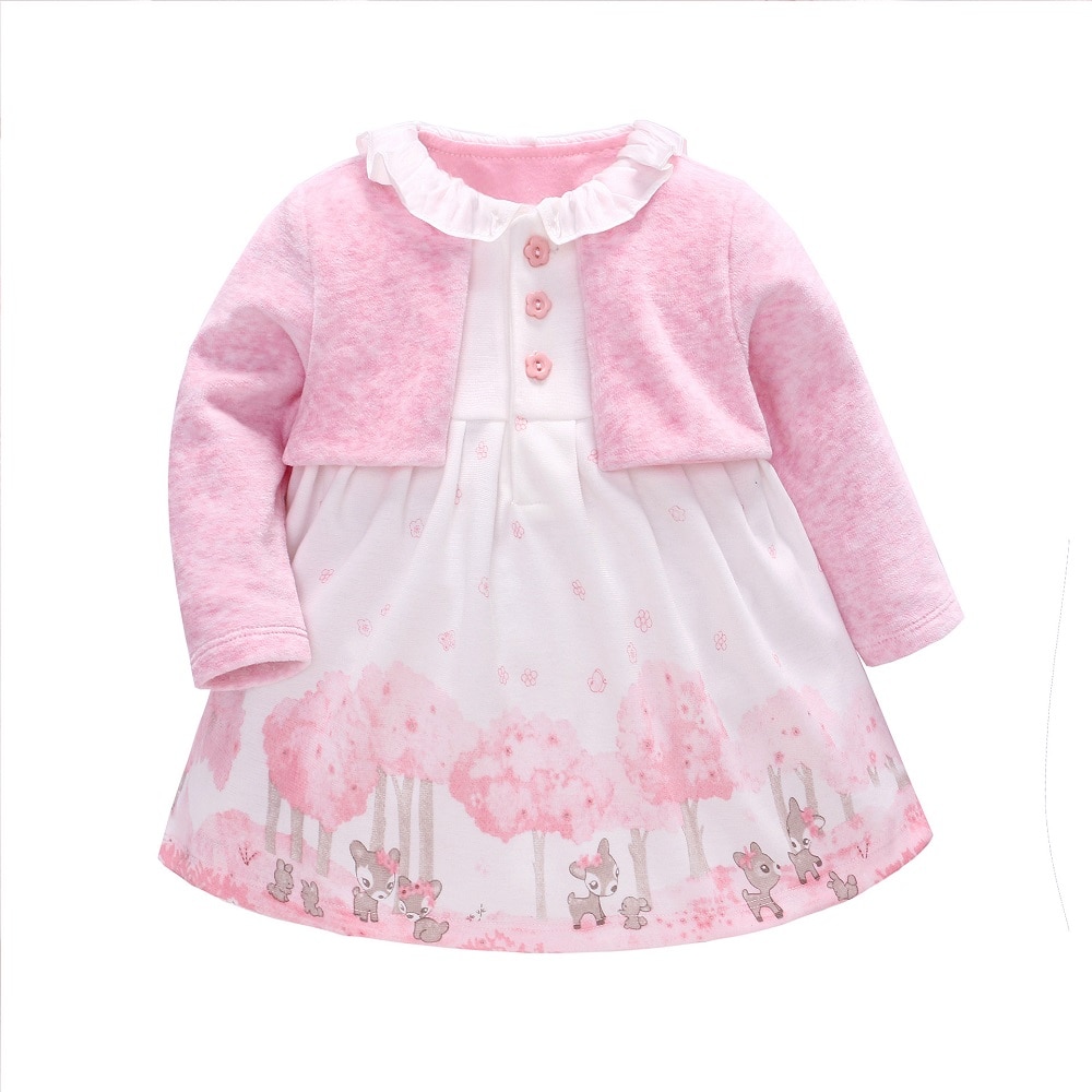 Vlinder Baby Meisje Jurk meisje kleding gedrukt bloem Lente herfst Mooie Roze Prinses Jurk Verjaardag jurk 9 M- 3T
