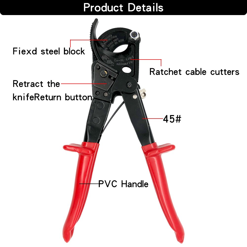 Kabel Cutter Handgereedschap HS-325A 240mm2 Schaar Koper Aluminium Shear Ratel Draad Cutting Tang