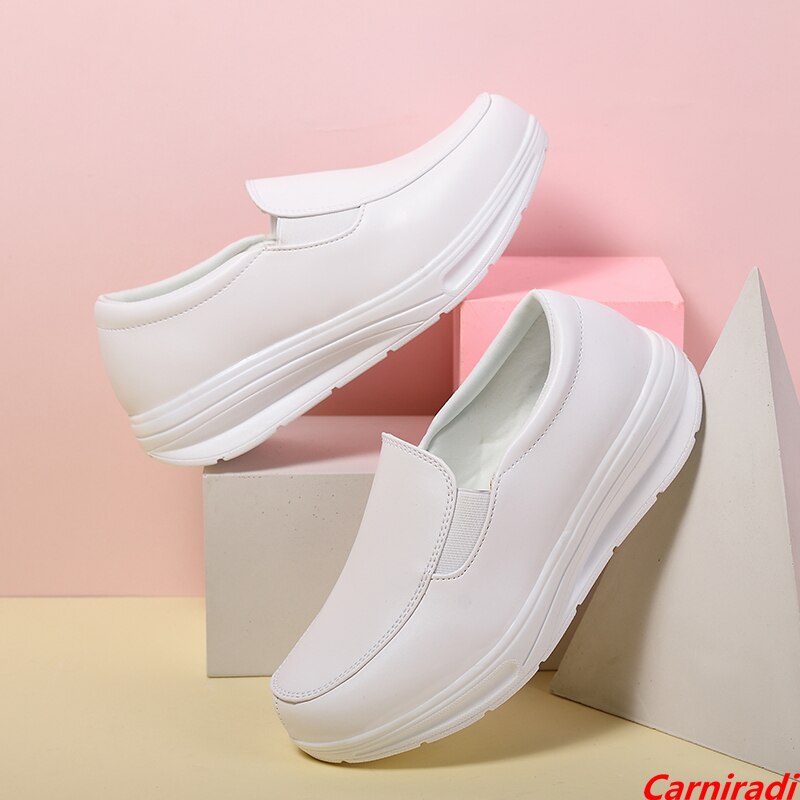 Chaussures à coussin d'air en cuir pour femmes, baskets confortables et imperméables à semelles antidérapantes pour la marche