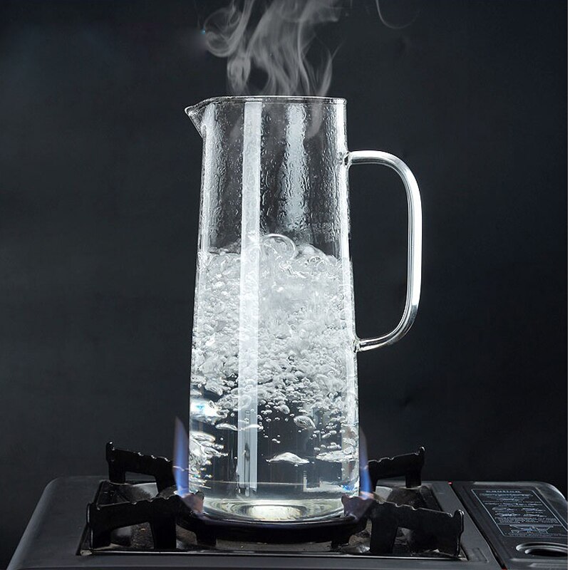 Kaldt glass vannflaske krukke vannkoker gjennomsiktig stor kapasitet varmebestandig vannkanne med håndtak tekanne beholder 1.0 l 1.2l 1.5l