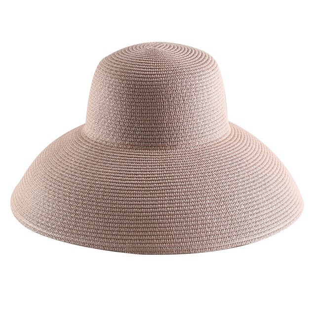 Hepburn Zomer Zonnehoed Dames Solid Plain Elegante Brede Rand Hoed Ronde Top Uv Bescherming Floppy Stro Strand Hoed Panama chapeau: Pink
